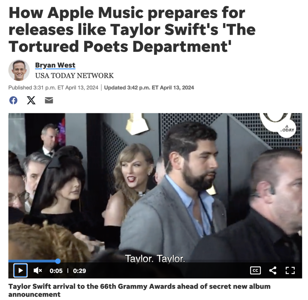 Apple Music prepares for releases like Taylor Swift's 'The Tortured Poets Department'